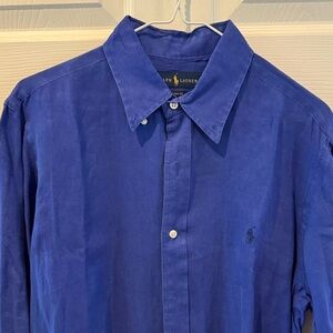 Polo by Ralph Lauren Men’s Blue Button-Down Linen Shirt